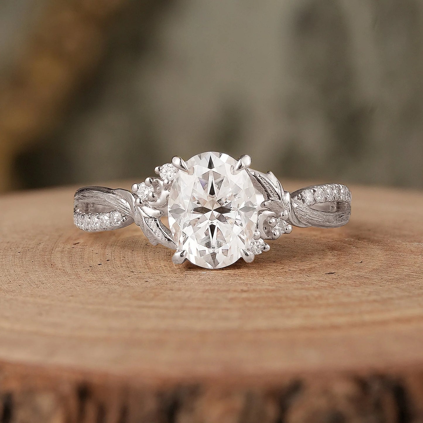 Oval Cut Moissanite Nature Inspired Engagement Ring-Noa