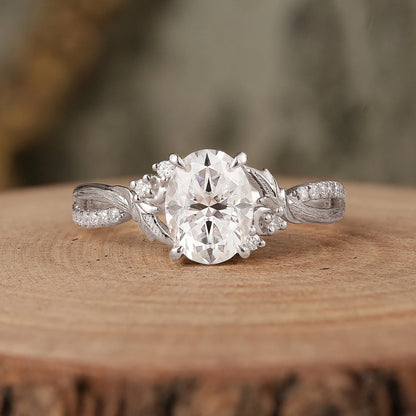 Oval Cut Moissanite Nature Inspired Engagement Ring-Noa