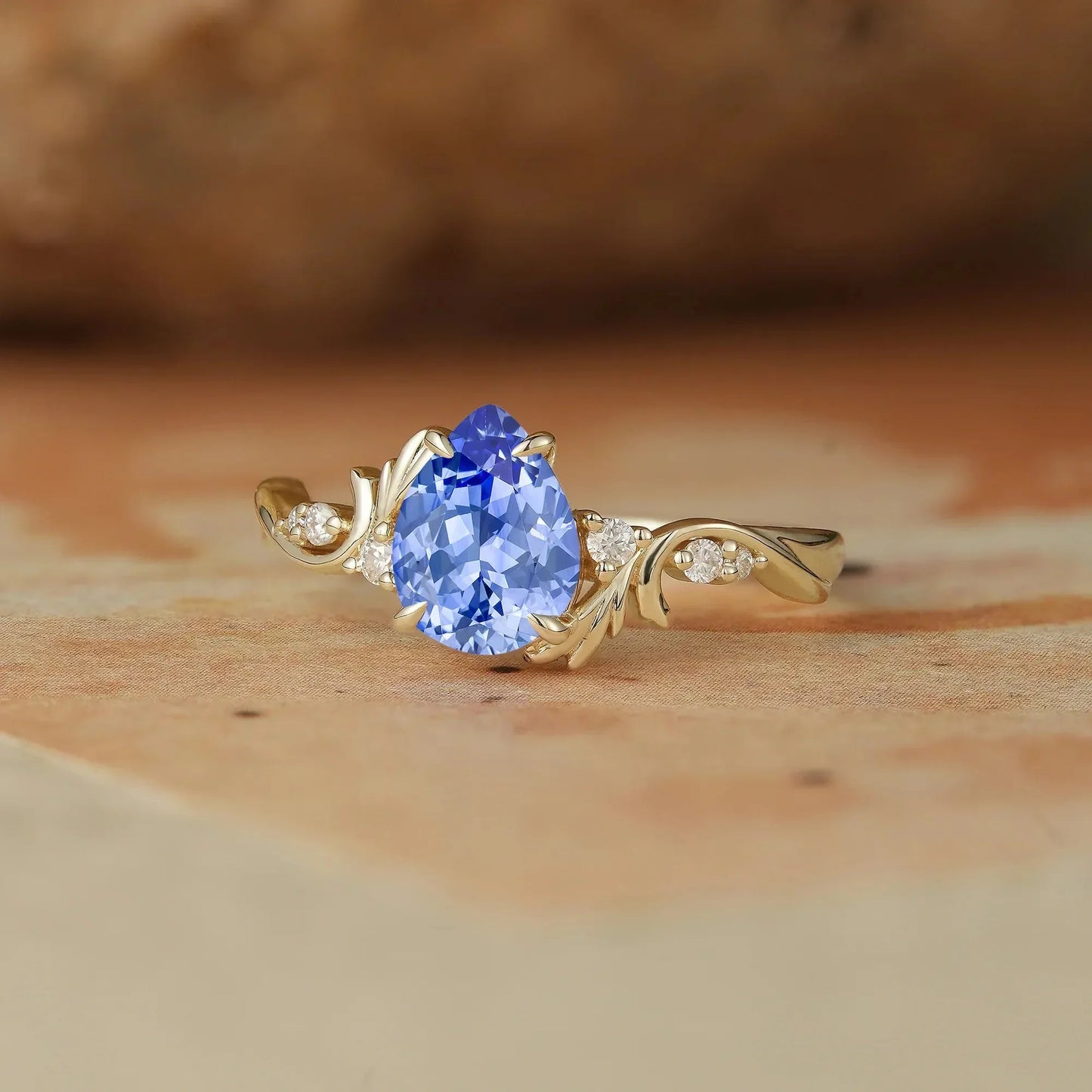 Pear Cut Cornflower Sapphire Engagement Ring-Cassiopeia