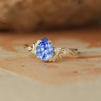 Pear Cut Cornflower Sapphire Engagement Ring-Cassiopeia