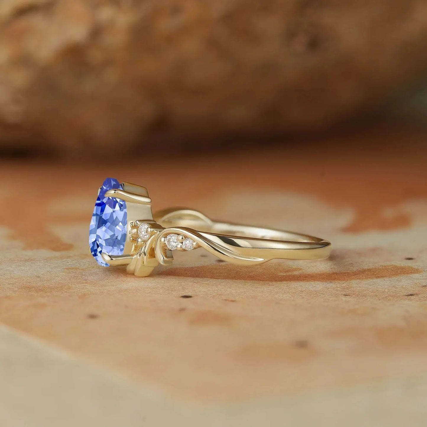 Pear Cut Cornflower Sapphire Engagement Ring-Cassiopeia