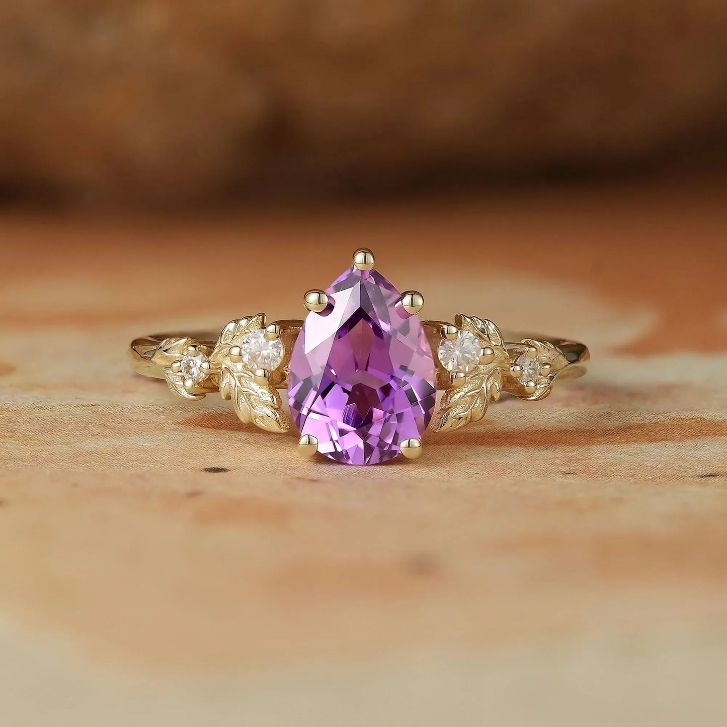 Pear Shaped Purple Sapphire Engagement Ring-Daisy