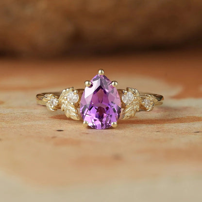 Pear Shaped Purple Sapphire Engagement Ring-Daisy