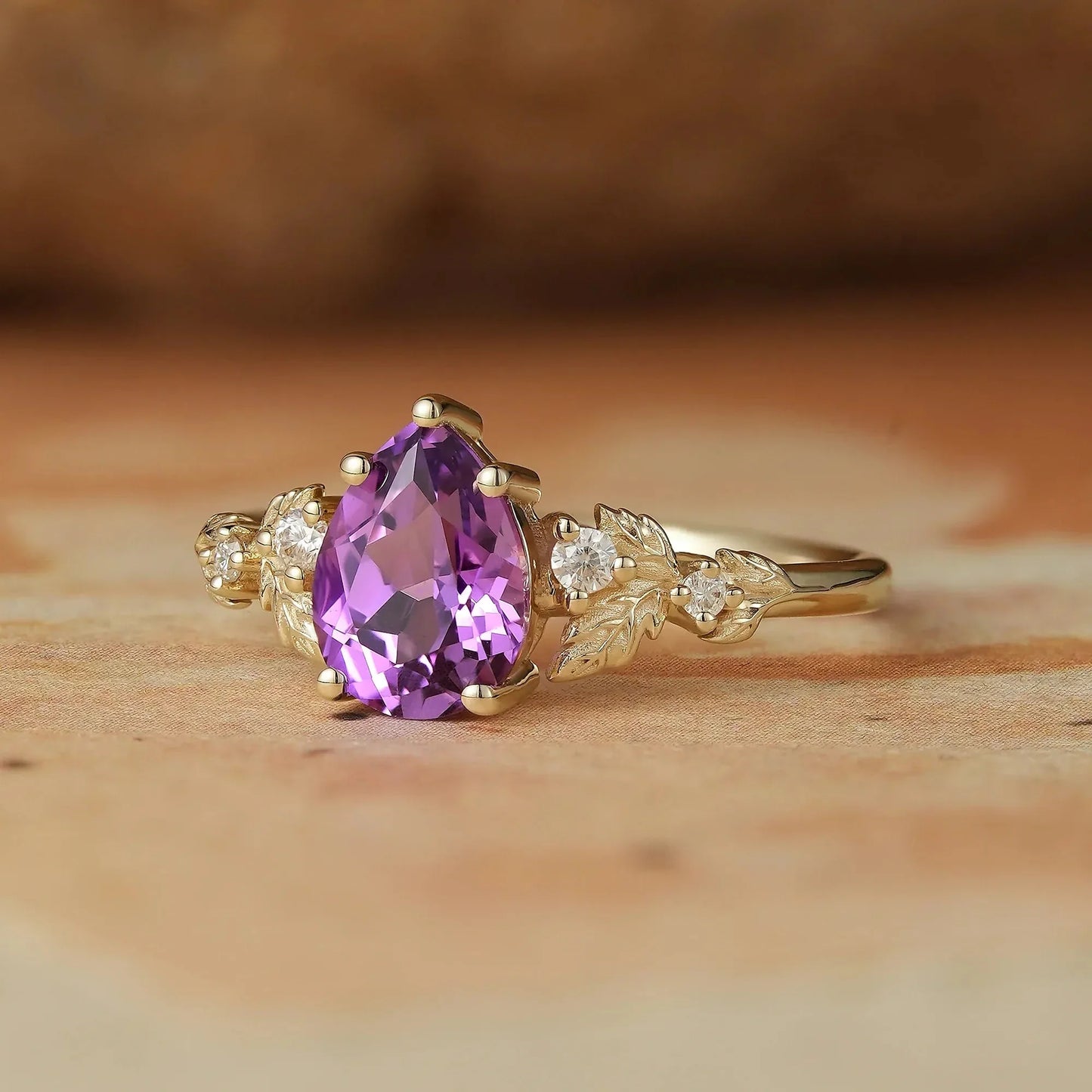 Pear Shaped Purple Sapphire Engagement Ring-Daisy
