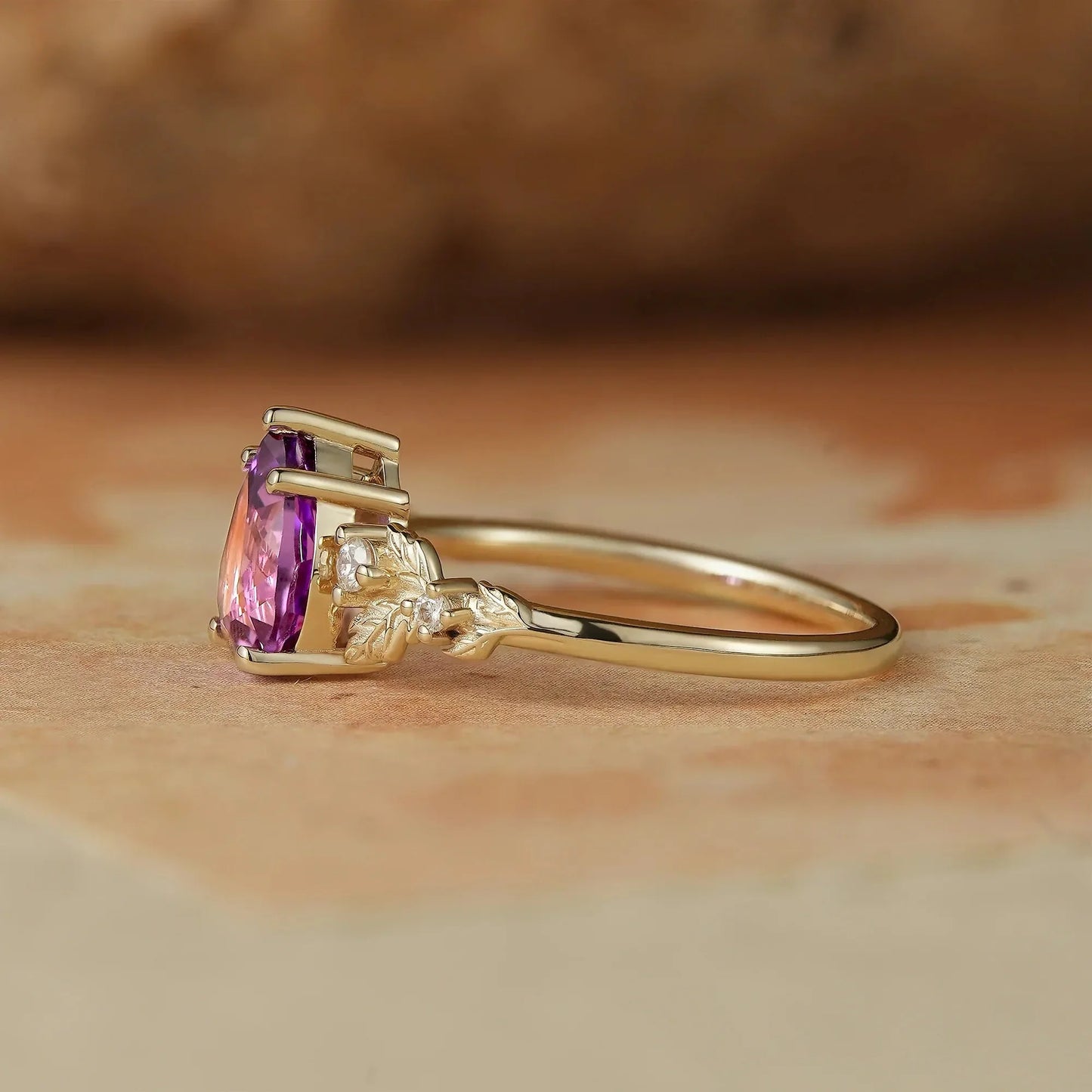 Pear Shaped Purple Sapphire Engagement Ring-Daisy