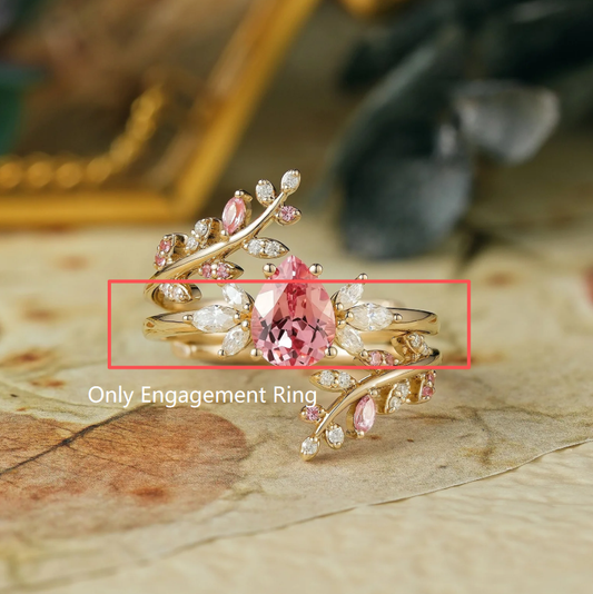 Custom Pear Cut Padparadscha Engagement Ring For alec r