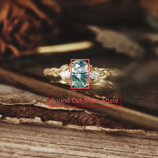 Custom Round Cut Moss Agate Engagement Ring For Natalie Smith