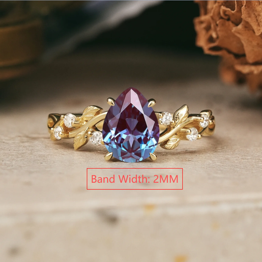 Custom Pear Cut Alexandrite Engagement Ring For Kenya Parris