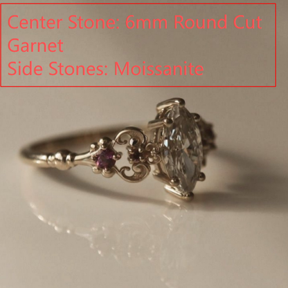 Custom Round Cut Garnet Engagement Ring For Carly Younger