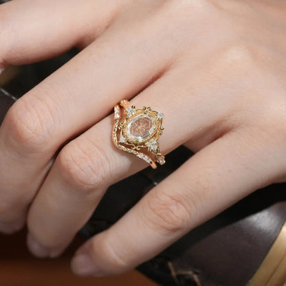 Portrait Cut Moissanite Ring Set 2pcs-Remy - GemsMagic