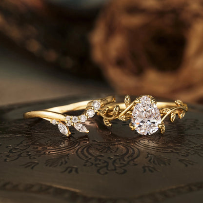 Promise Lab Grown Diamond Engagement Ring Set 2pcs-Hana