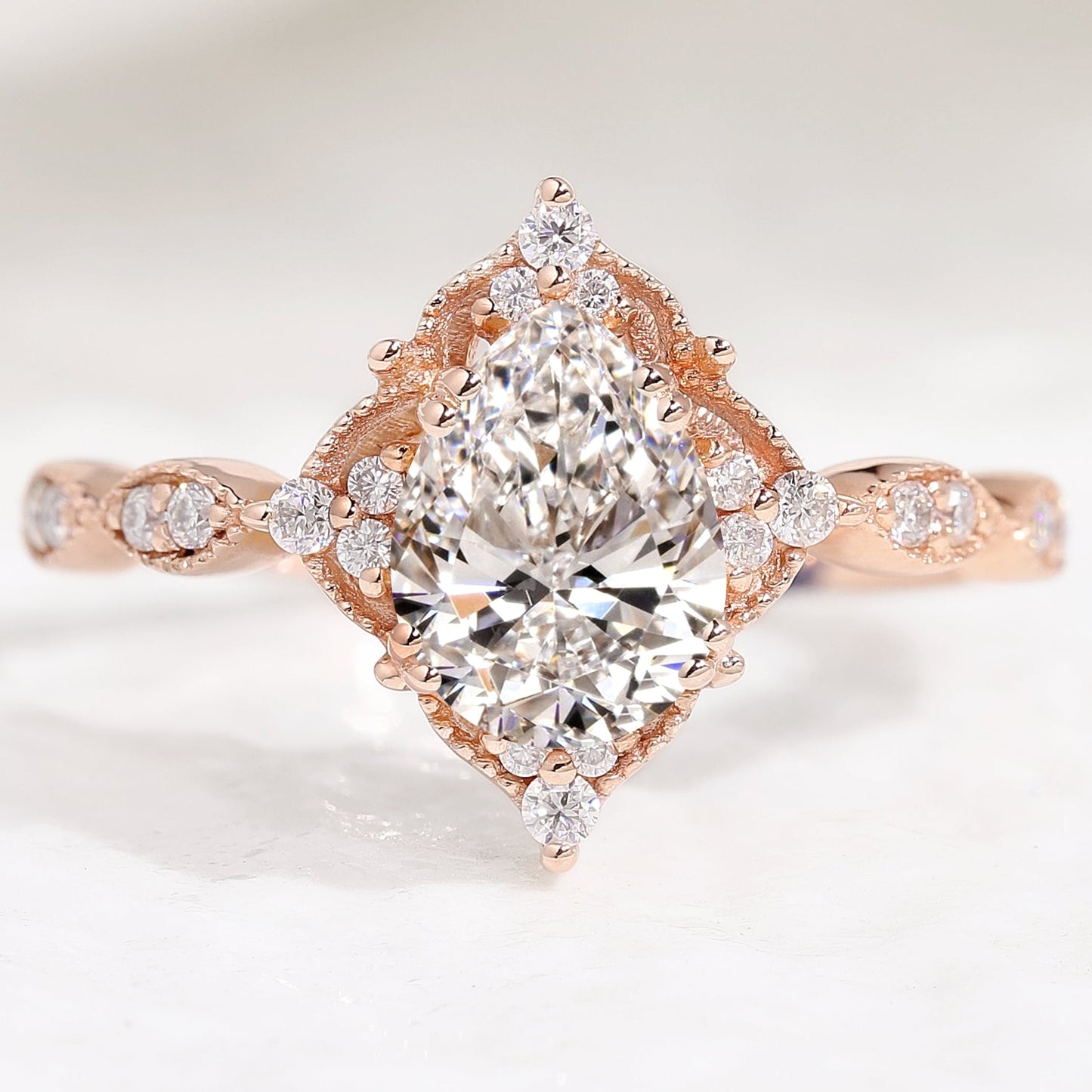 1ct Pear Cut Lab Grown Diamond Engagement Ring