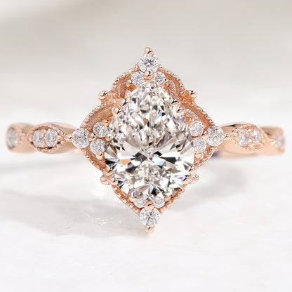 1ct Pear Cut Lab Grown Diamond Engagement Ring