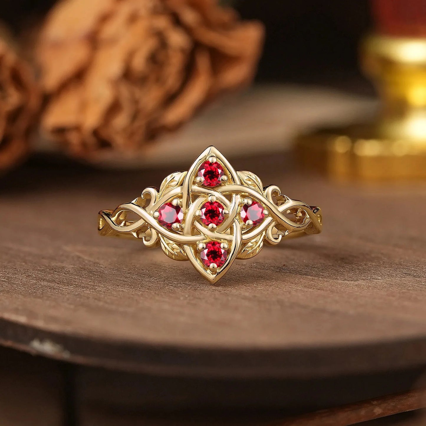 Round Cut Cornflower Sapphire Flower Inspired Twist Band Engagement Ring