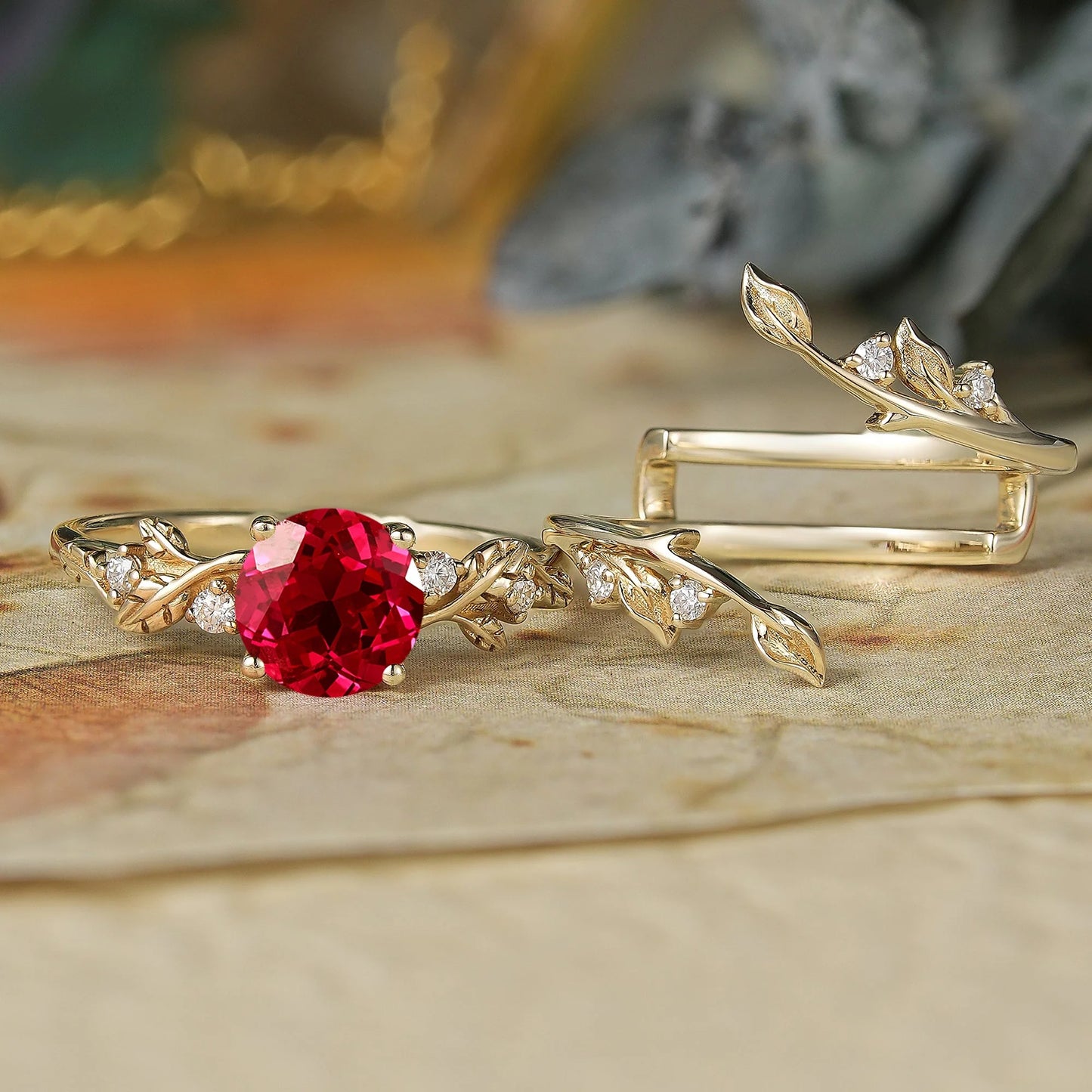 Ruby Enhancer Ring Set-Ottilie