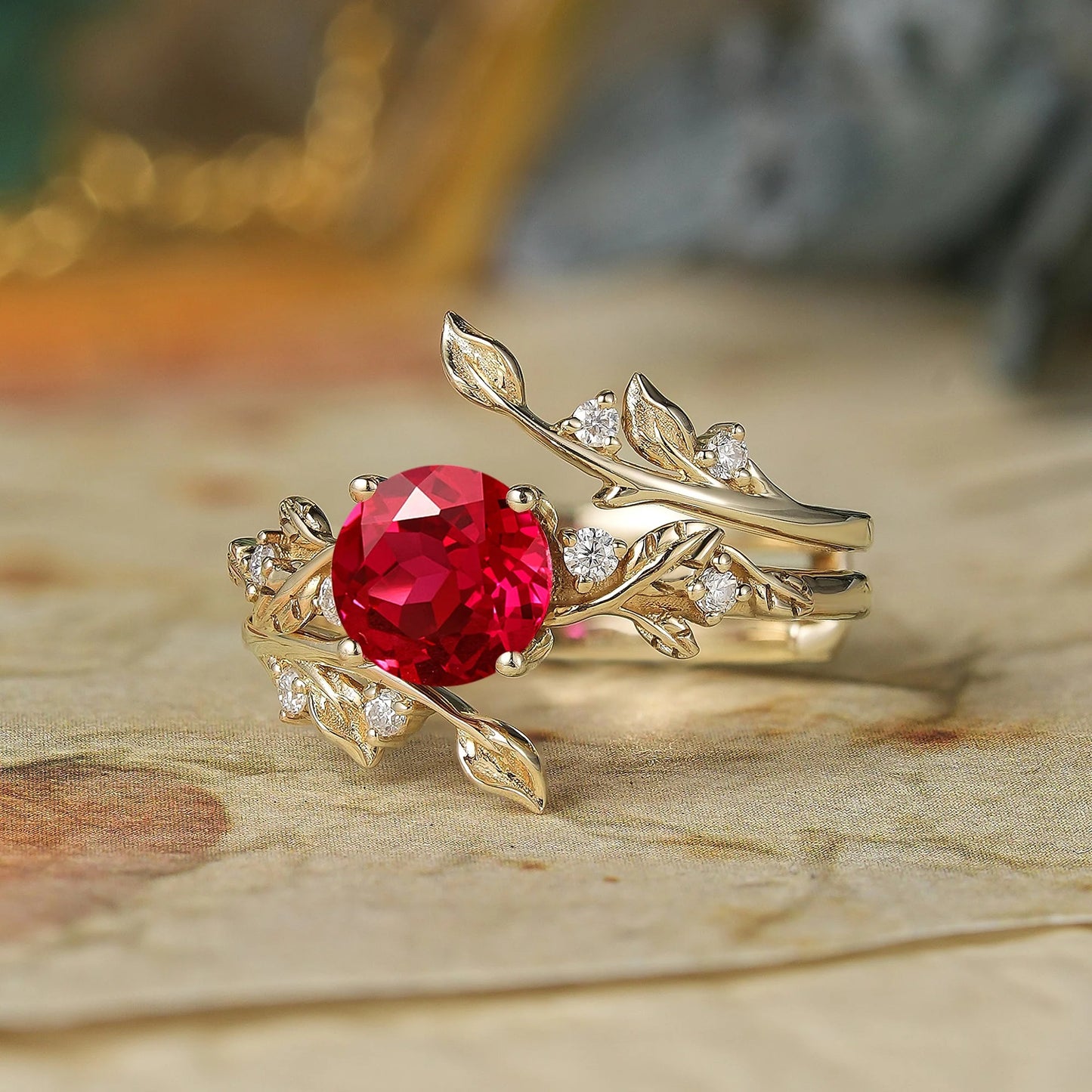 Ruby Enhancer Ring Set-Ottilie