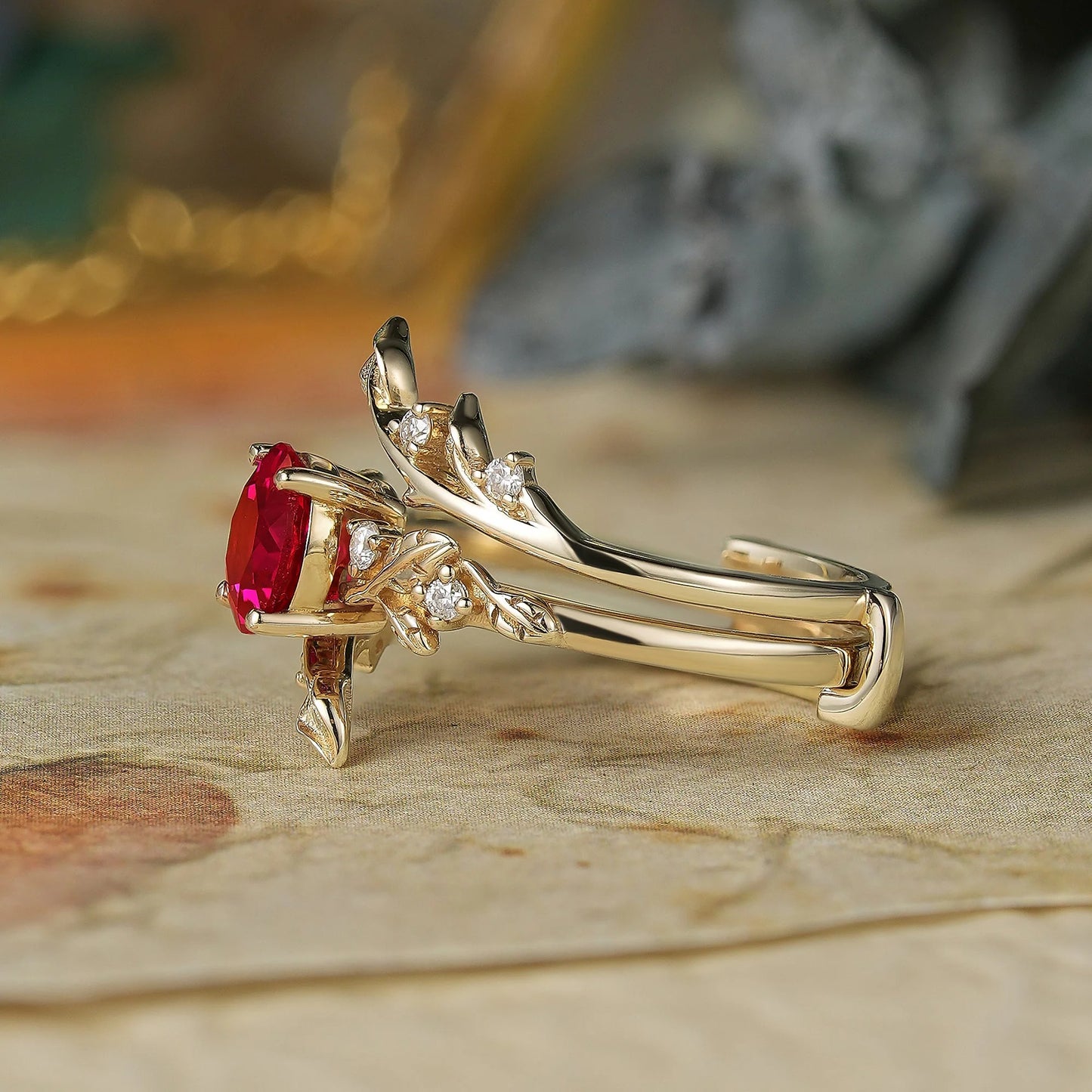 Ruby Enhancer Ring Set-Ottilie