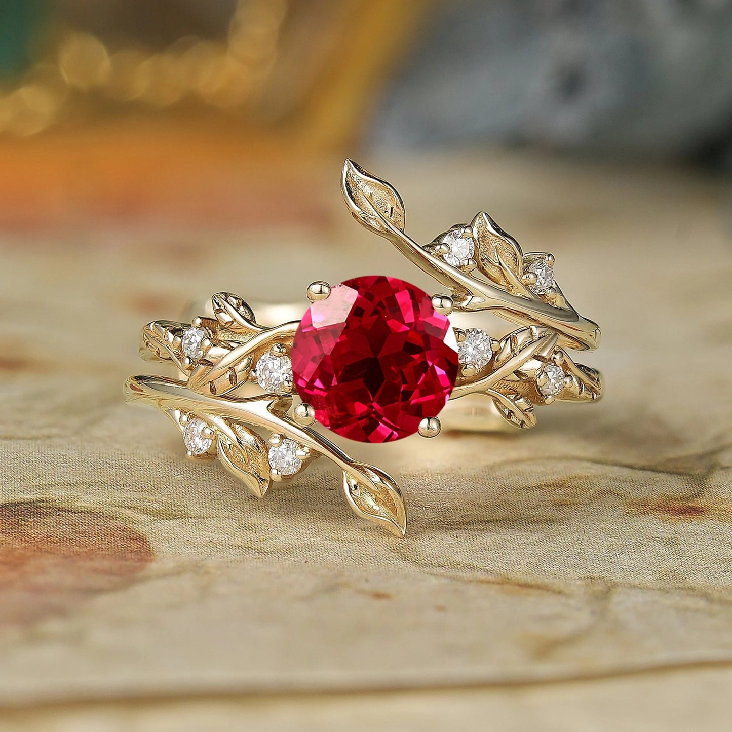 Ruby Enhancer Ring Set-Ottilie