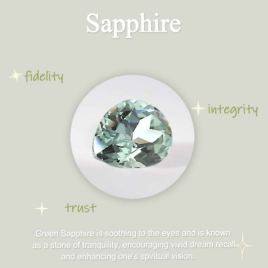 Pear Cut Lab Green Sapphire and Moissanite Vine Ring Set 2pcs