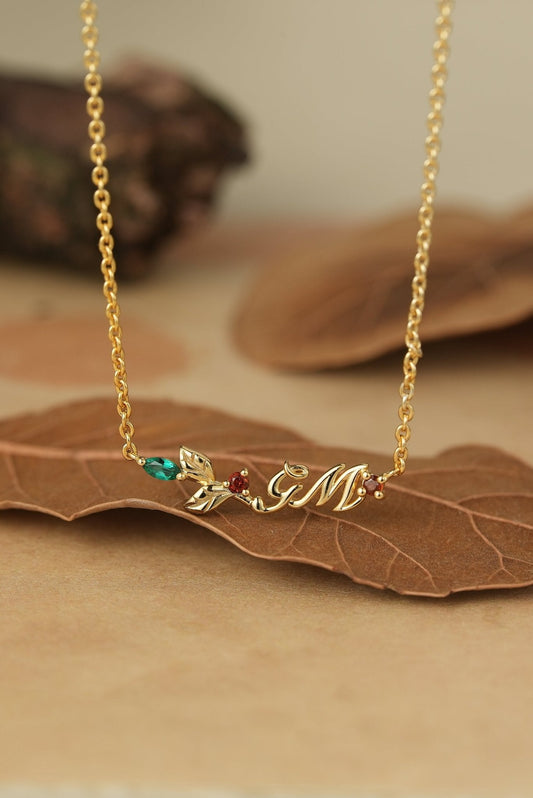 Signature: Christmas Garnet and Emerald Necklace - GemsMagic