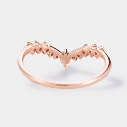 Classic Curved Wedding Band With Pearl & Moissanite