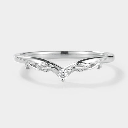 V Shaped Moissanite Stackable Leaf Wedding Band