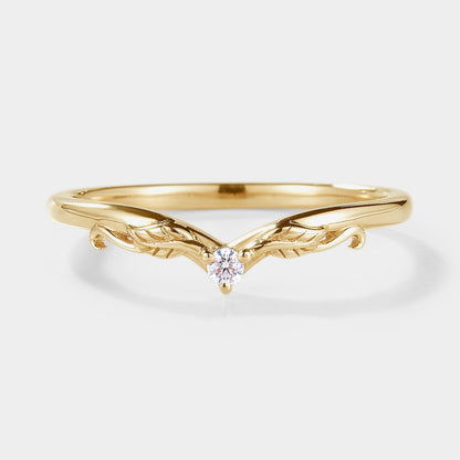 V Shaped Moissanite Stackable Leaf Wedding Band