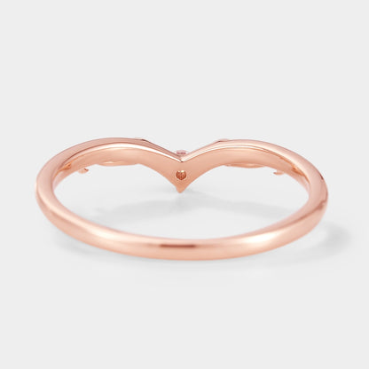 V Shaped Moissanite Stackable Leaf Wedding Band