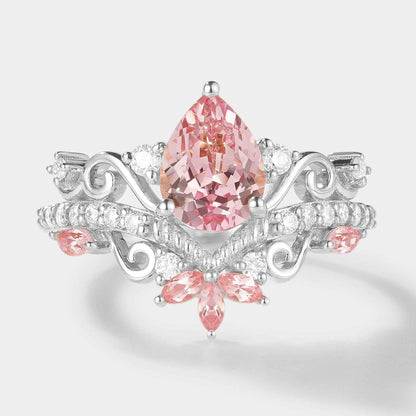 Custom Marquise Cut Lab Padparadscha Pink Sapphire Engagement Ring For Jasmin