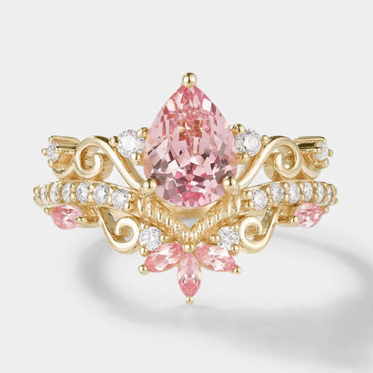 Custom Marquise Cut Lab Padparadscha Pink Sapphire Engagement Ring For Jasmin