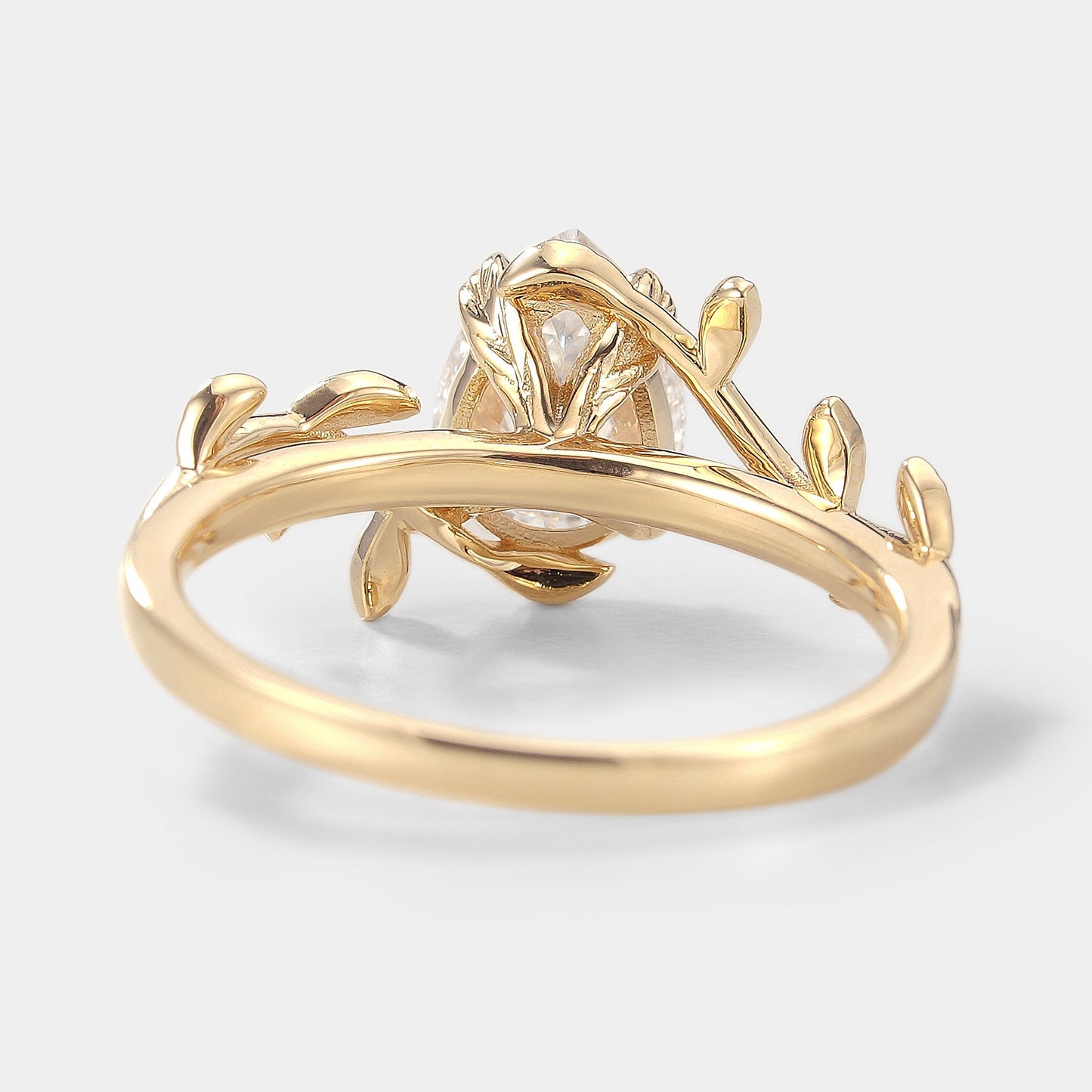 Pear Cut Moissanite Nature Inspired Leaf Engagement Ring