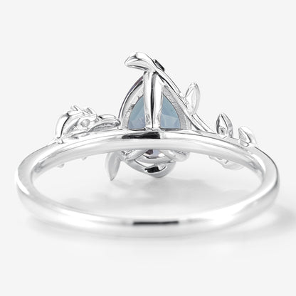 Pear Cut Alexandrite Leaf Inspired Engagement Ring