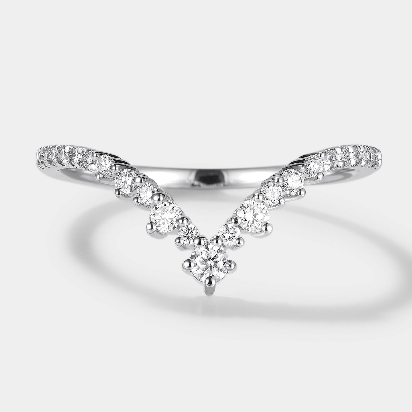 Classic Chevron Moissanite Stacking Wedding Band
