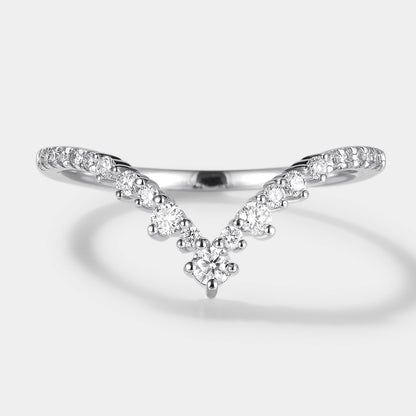 Classic Chevron Moissanite Stacking Wedding Band