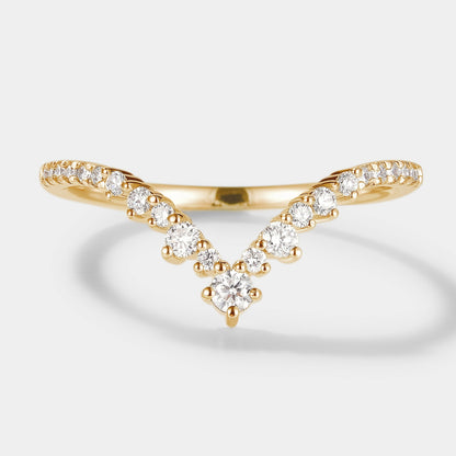 Classic Chevron Moissanite Stacking Wedding Band