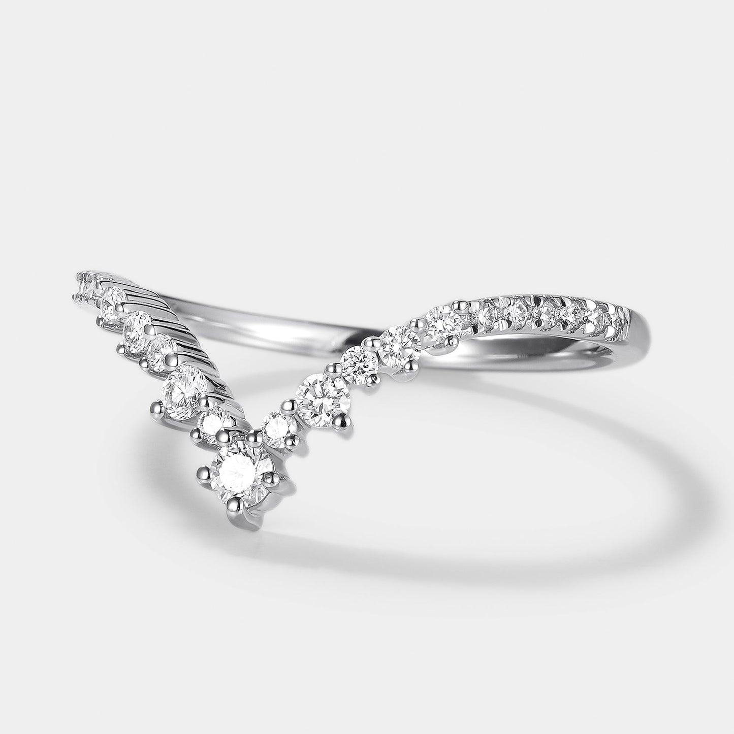 Classic Chevron Moissanite Stacking Wedding Band