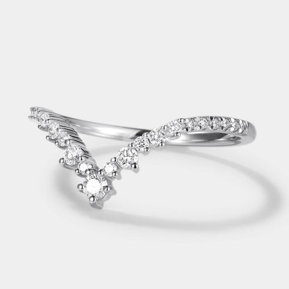 Classic Chevron Moissanite Stacking Wedding Band