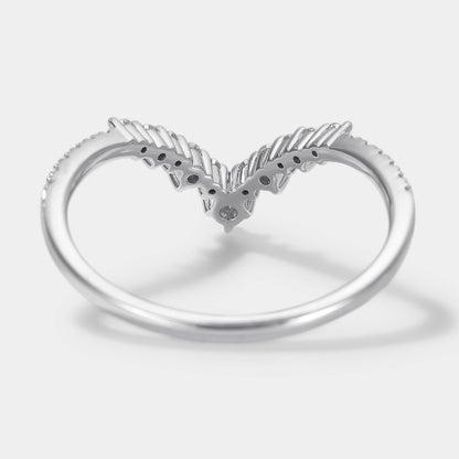 Classic Chevron Moissanite Stacking Wedding Band