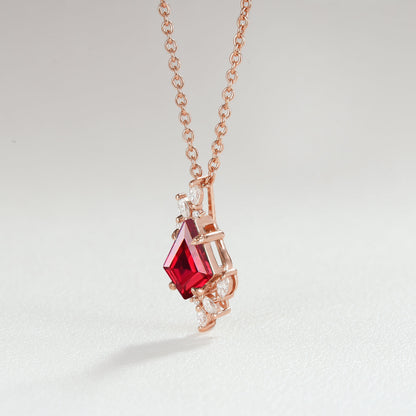 Nature Inspired Kite Cut Ruby Leafy Necklace