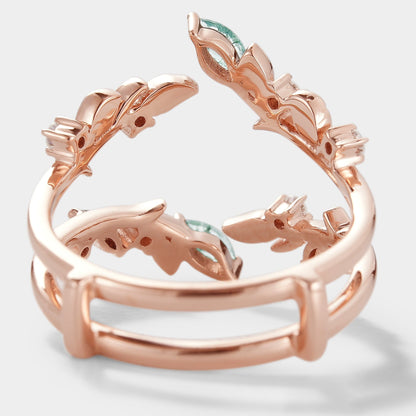 Moss Agate Enhancer Leaf Double Wedding Band