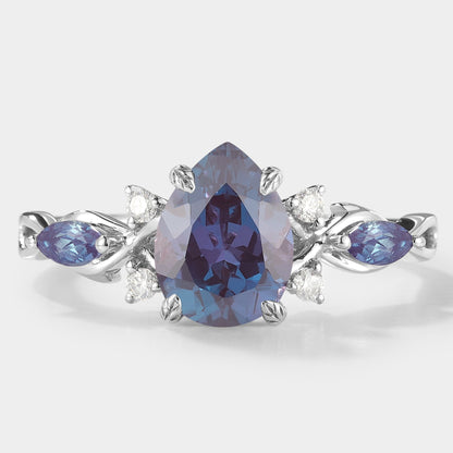 Classic Pear Cut Alexandrite Engagement Ring