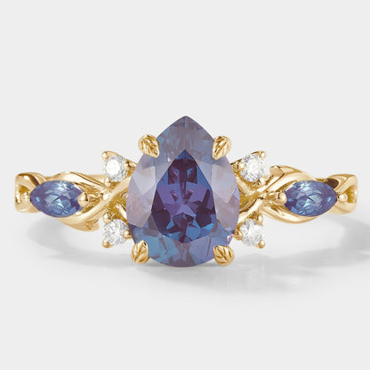 Classic Pear Cut Alexandrite Engagement Ring