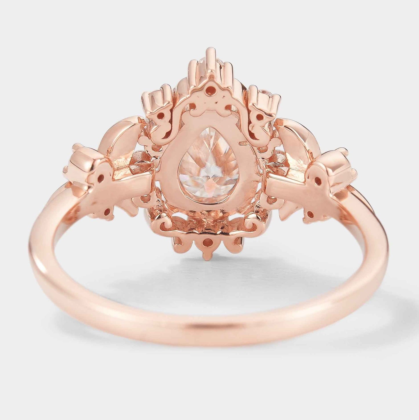 Leaf Inspired Pear Cut Moissanite Engagement Ring