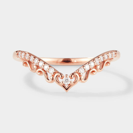 Unique Hear Cut Chevron Moissanite Stackable Wedding Band