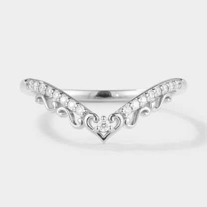Unique Hear Cut Chevron Moissanite Stackable Wedding Band