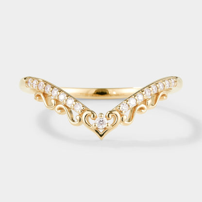 Unique Hear Cut Chevron Moissanite Stackable Wedding Band