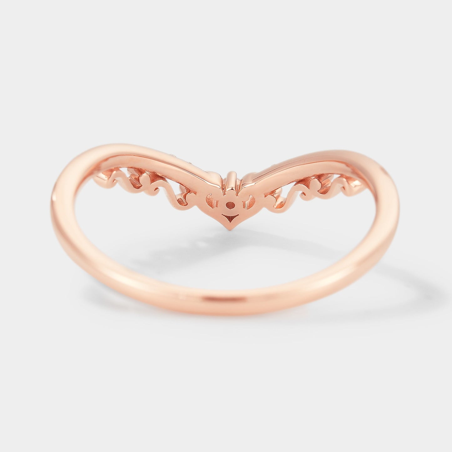 Unique Hear Cut Chevron Moissanite Stackable Wedding Band