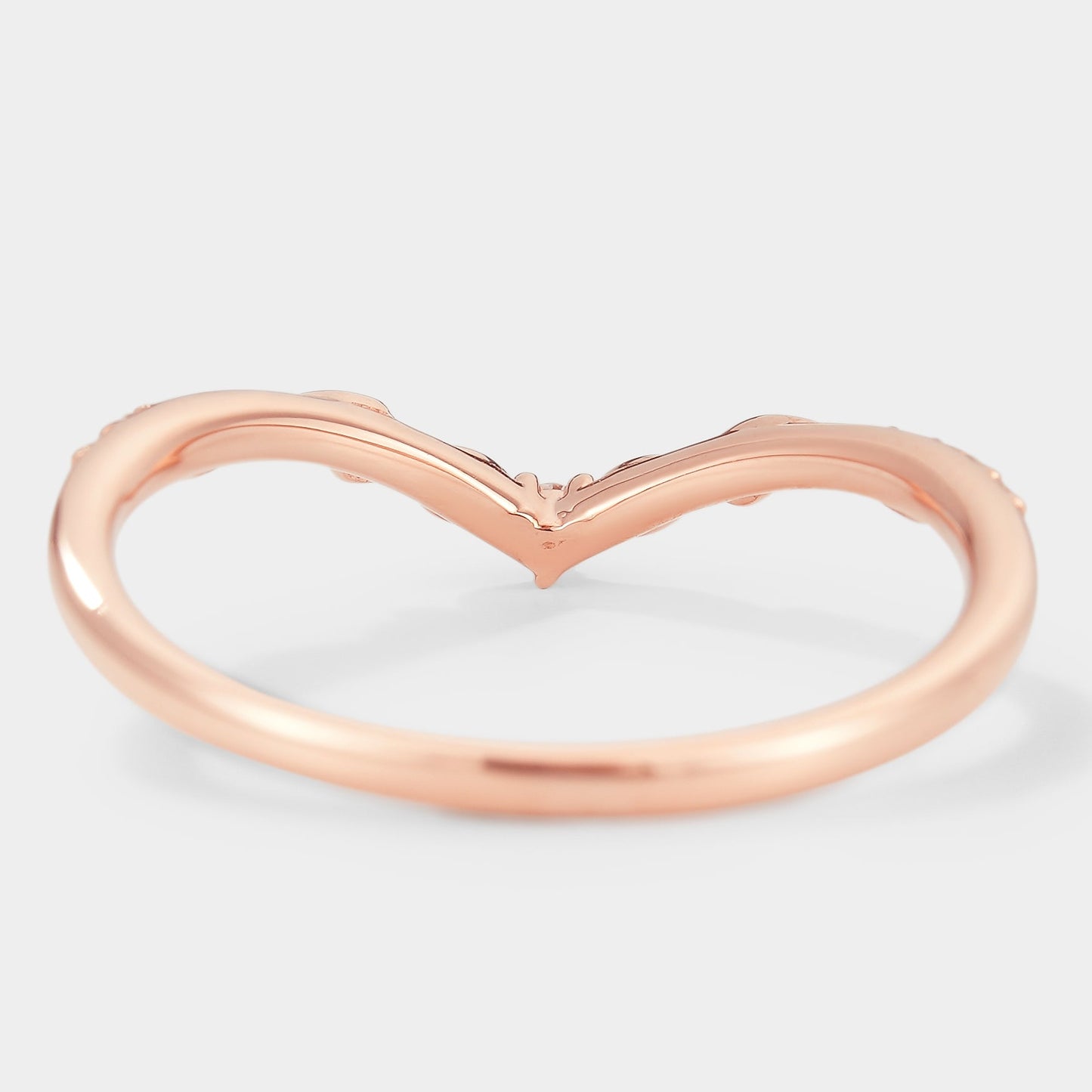 Nature Inspired V Shaped Moissanite Wedding Band