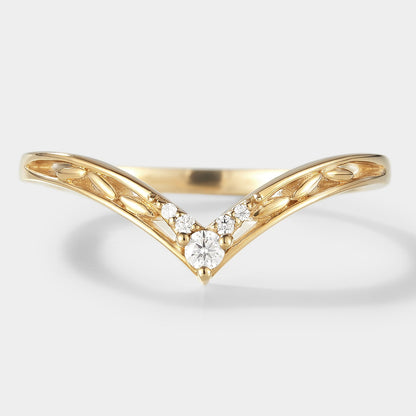 Wheat Inspired Design Chevron Stackable Wedding Band