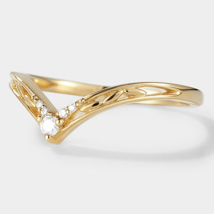 Wheat Inspired Design Chevron Stackable Wedding Band